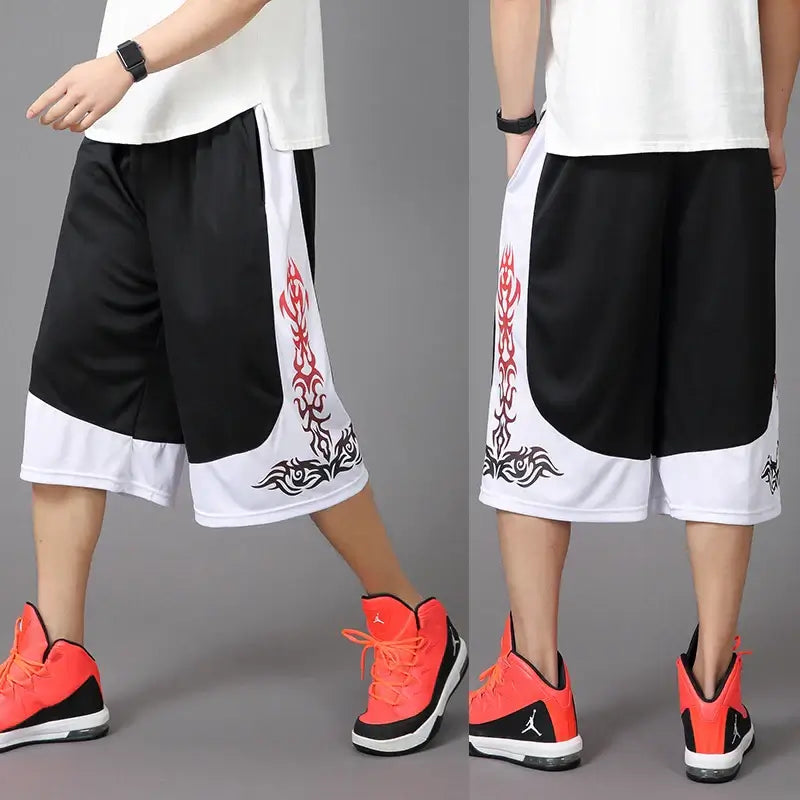 Men’s summer casual capri shorts loose fit hip hop straight pants plus size