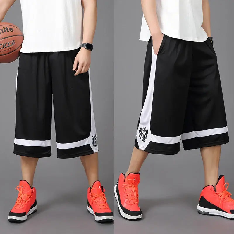 Men’s summer casual capri shorts loose fit hip hop straight pants plus size