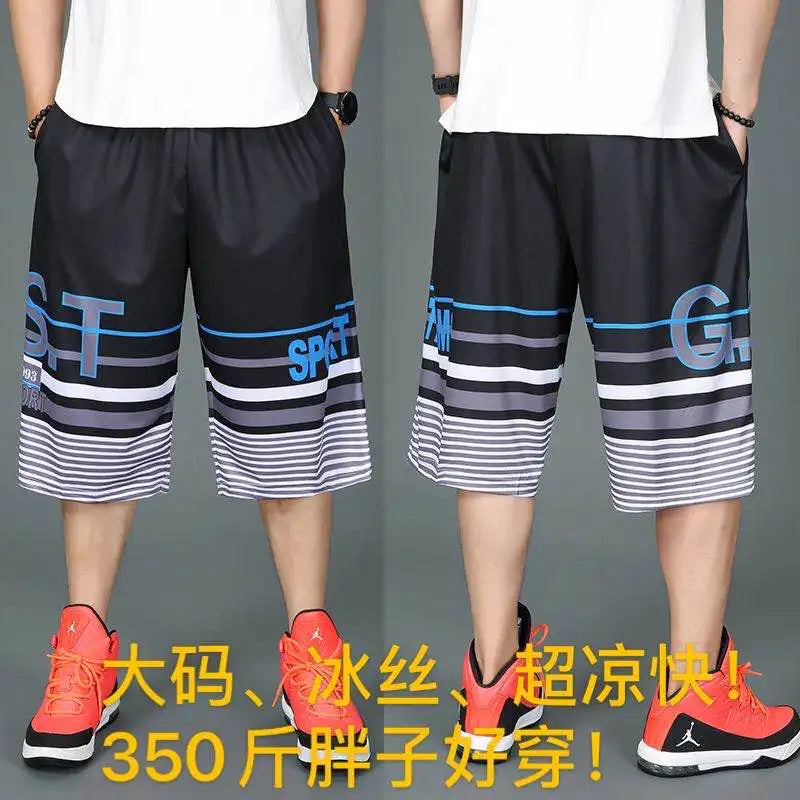 Men’s summer casual capri shorts loose fit hip hop straight pants plus size