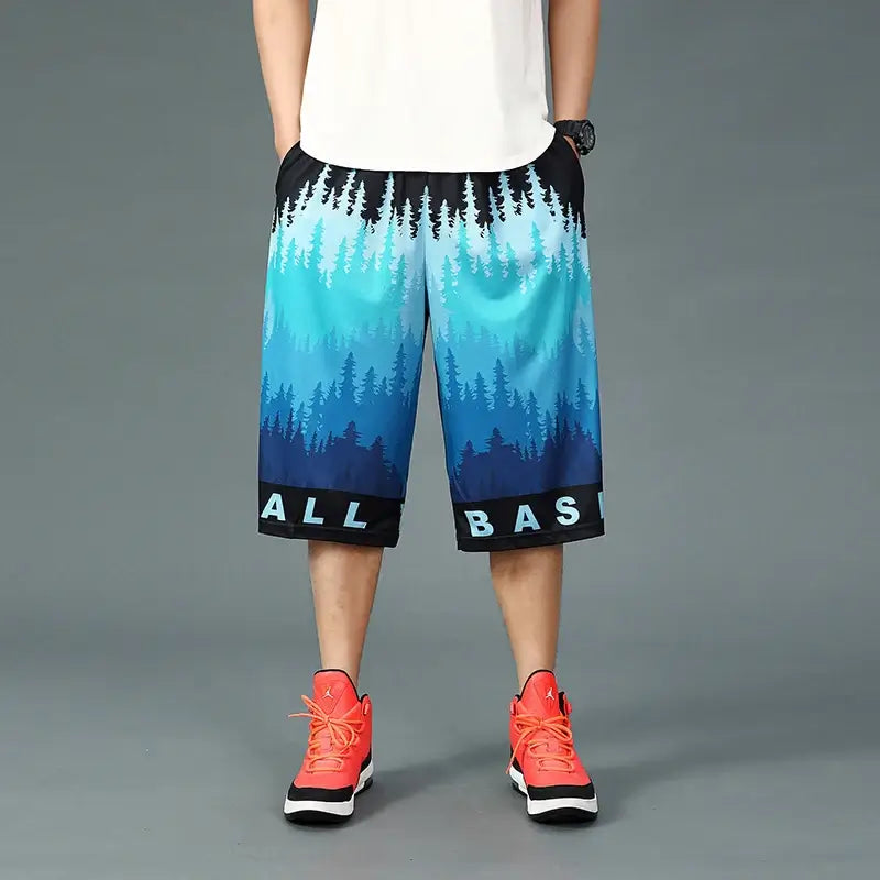 Men’s summer casual capri shorts loose fit hip hop straight pants plus size