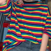 Women's Striped Summer Preppy T-Shirt – Aesthetic Loose Fit Harajuku Chic Tee
