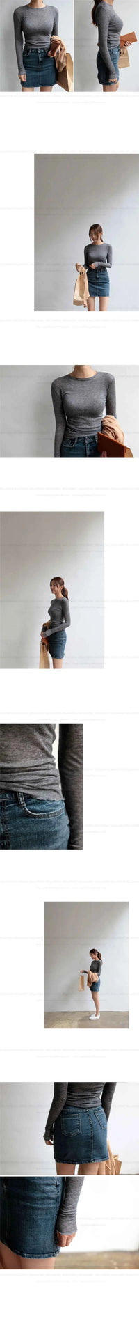 High Quality Plain T Shirt Women  Elastic Basic T-shirts Female Casual Tops Long Sleeve Sexy Thin T-shirt see through