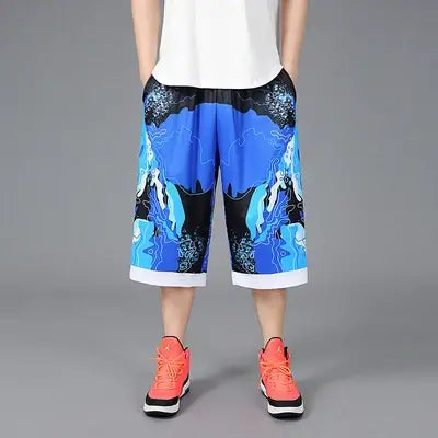 Men’s summer casual capri shorts loose fit hip hop straight pants plus size