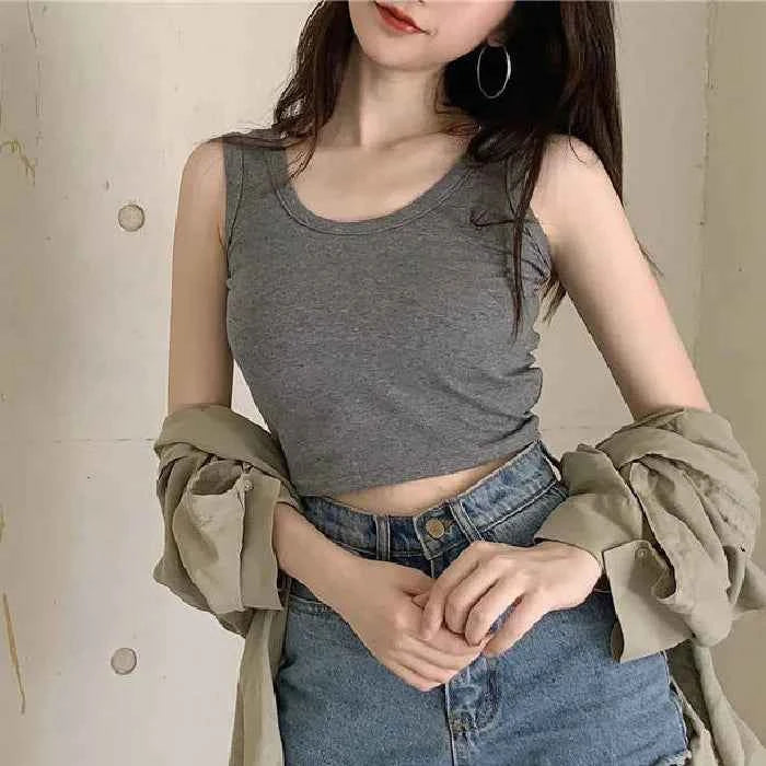 Women's Y2K Crop Tank Top – Sleeveless Korean Harajuku Aesthetic Vest