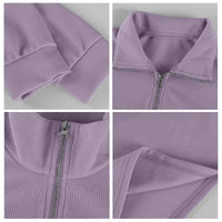 Men's Waffle Long Sleeve Polo T-Shirt – Casual Loose Fit Zipper Collar Sweatshirt