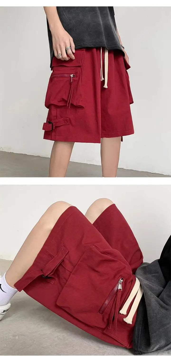 Men's Retro Workwear Shorts – Loose Wide-Leg High Street Casual Pants