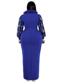 Women's Plus Size Vintage Maxi Dress – Elegant Long Sleeve Streetwear Dress