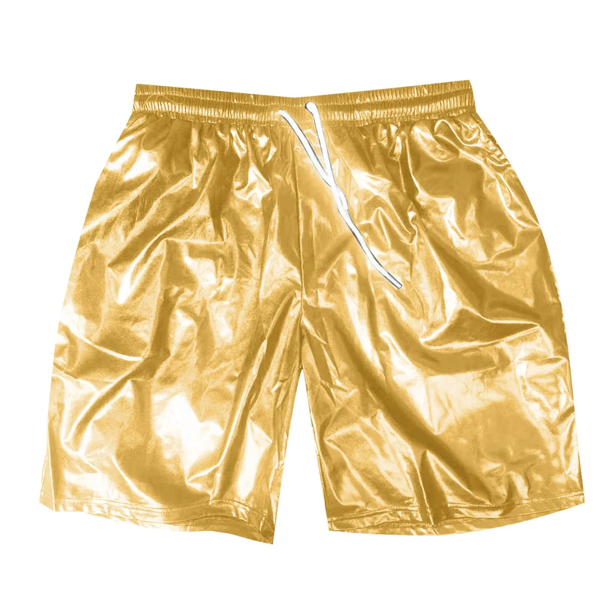 Men's Metallic Shiny Beach Shorts – Sparkly Elastic Waist Summer Hot Pants
