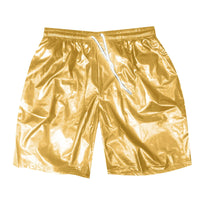 Men's Metallic Shiny Beach Shorts – Sparkly Elastic Waist Summer Hot Pants