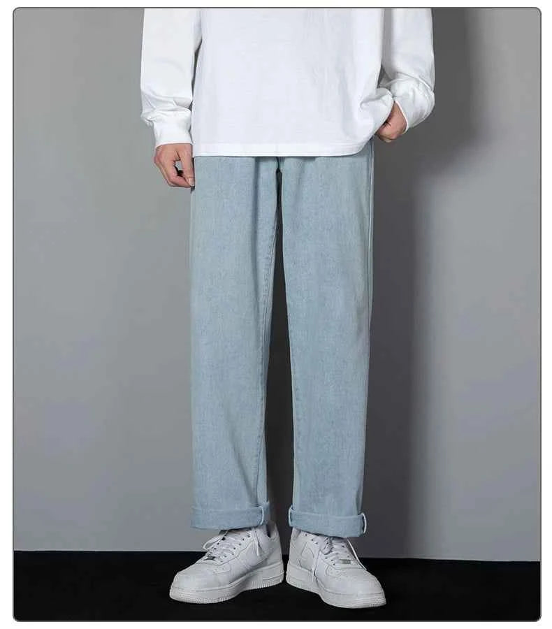 Men's Korean Straight Wide-Leg Jeans – Casual Classic Denim Pants 2026