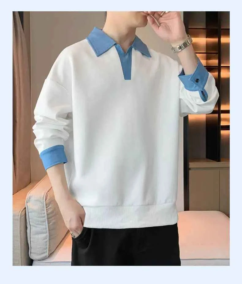 Men's Two Piece Lapel Sweatshirt Set – Loose Fit Casual Long Sleeve Top