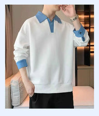 Men's Two Piece Lapel Sweatshirt Set – Loose Fit Casual Long Sleeve Top
