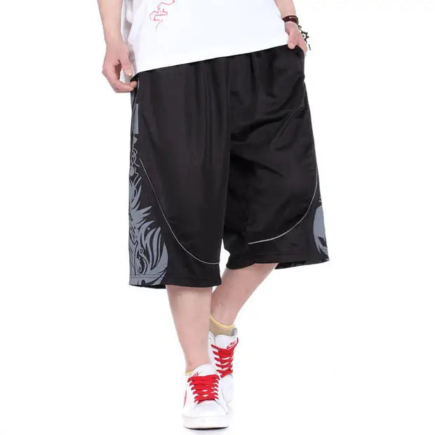 Men’s summer casual capri shorts loose fit hip hop straight pants plus size