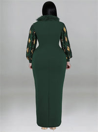 Women's Plus Size Vintage Maxi Dress – Elegant Long Sleeve Streetwear Dress