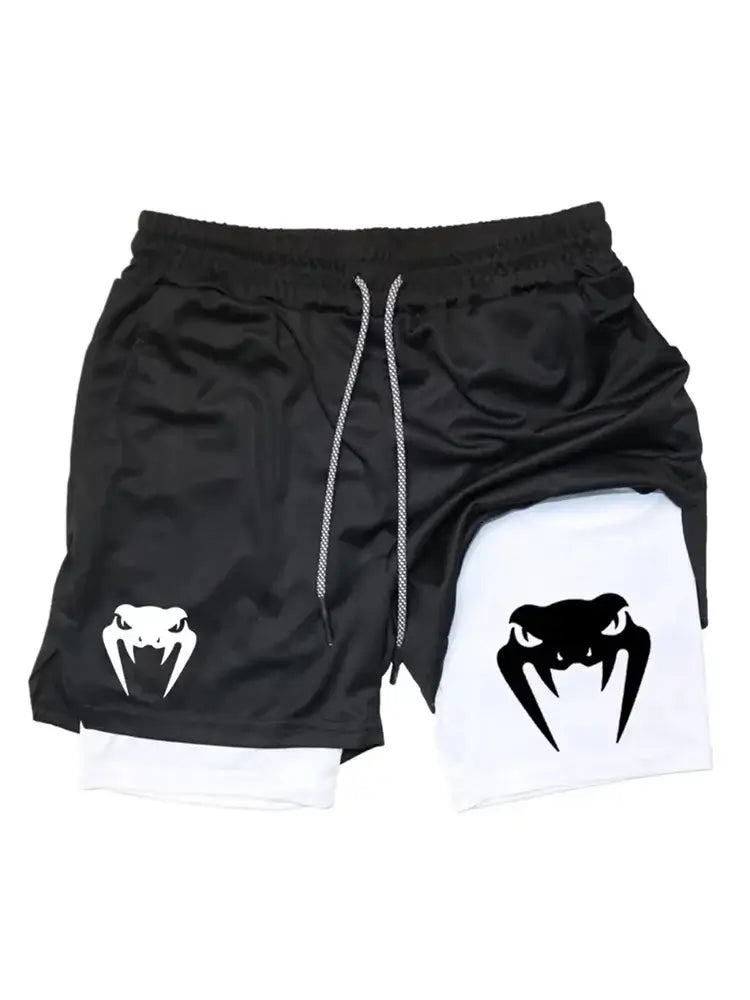 Men’s 2 in 1 running shorts breathable lightweight double layer gym shorts