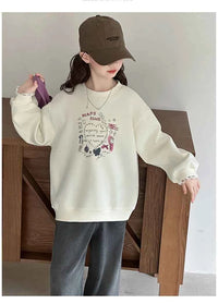 Girls Heart Pearl Sweatshirt – Kids Long Sleeve Casual Fashion Hoodie