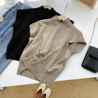 Women's Stand Collar Knitted Vest Top – Slim Fit Elegant Office Shirt