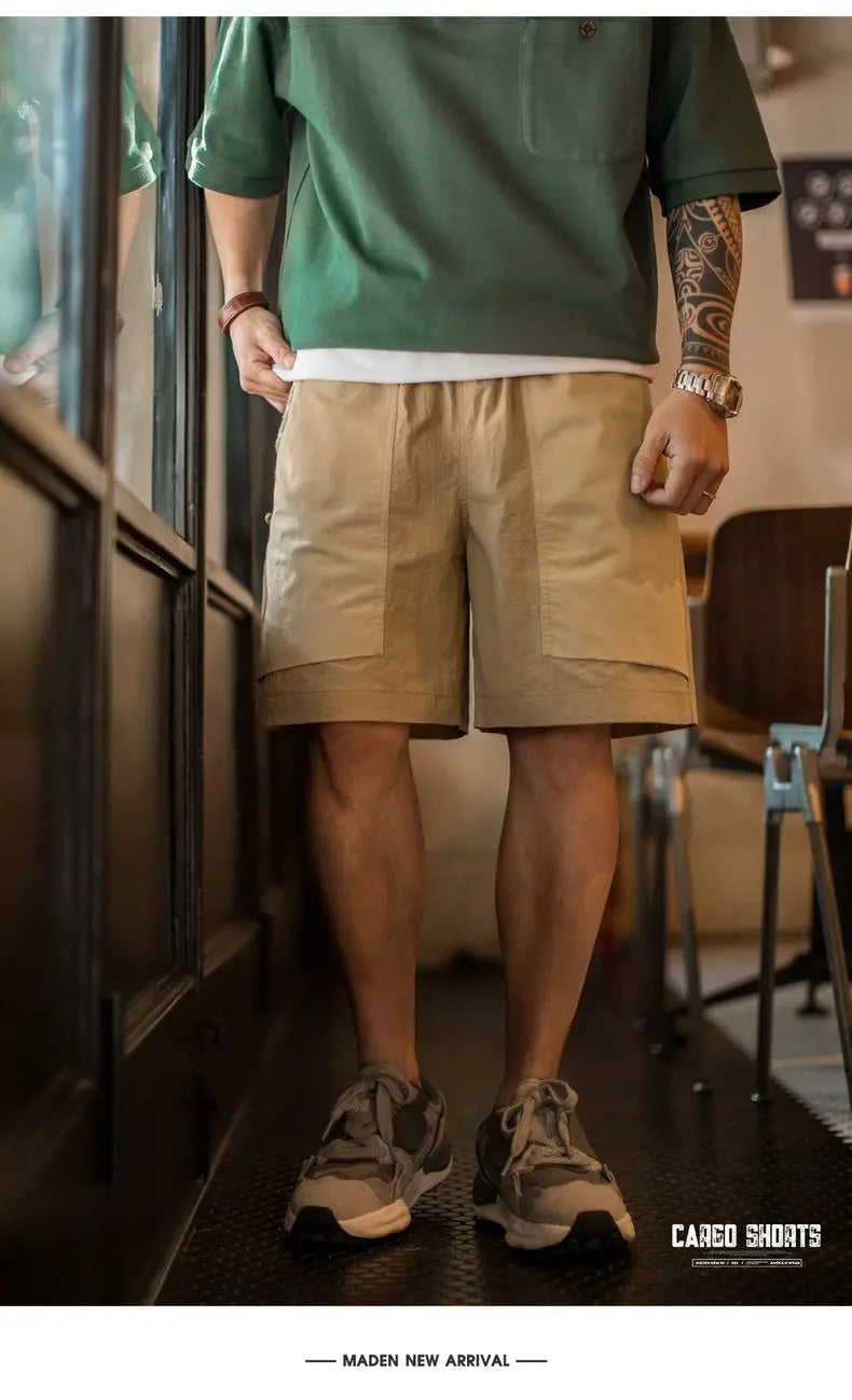 Men's Quick-Dry Cargo Shorts – Lightweight Khaki Outdoor Beach Shorts