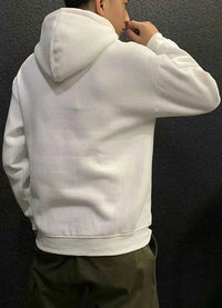 Men's Green Fleece Hooded Sweatshirt – Solid Color Casual Pullover Hoodie