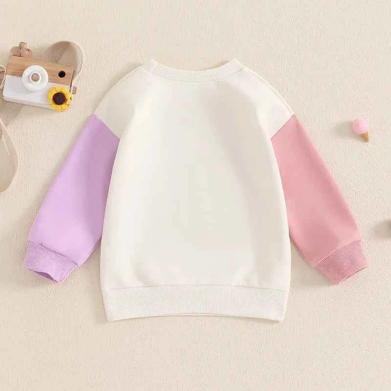 Kids Embroidered Letter Sweatshirt – Long Sleeve Crew Neck Pullover for Boys & Girls