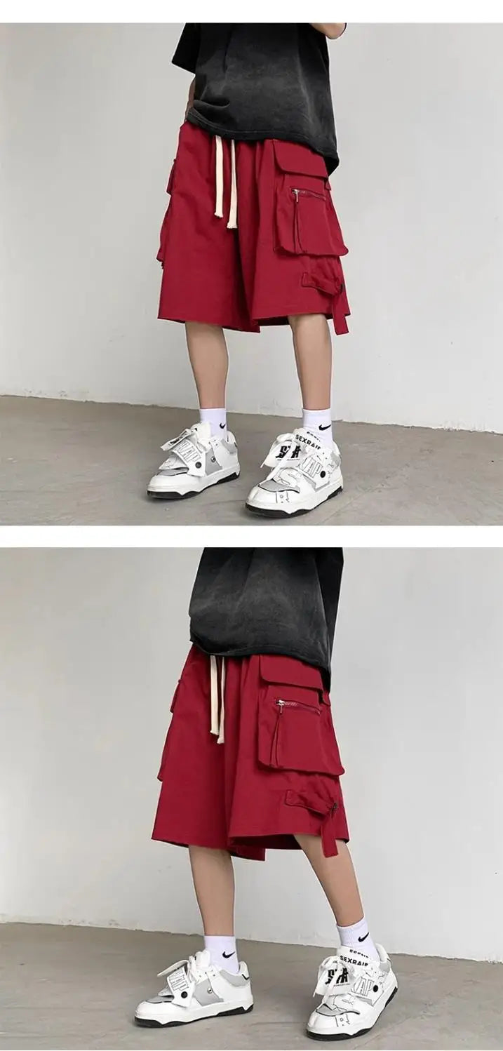 Men's Retro Workwear Shorts – Loose Wide-Leg High Street Casual Pants