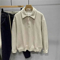 Men's Loose Knitted Polo Sweatshirt – Long Sleeve Early Autumn Casual Pullover