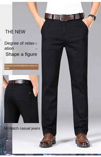 Men's Black Stretch Straight Jeans – Thin Breathable Business Casual Pants