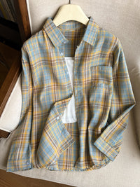 Women's Plaid Button Down Shirt Jacket– Long Sleeve Casual Check Top