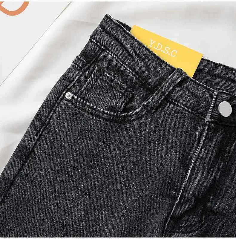 Women's Black Grey Slim Fit Jeans – Chic Cropped Smoothing Denim Pants