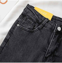 Women's Black Grey Slim Fit Jeans – Chic Cropped Smoothing Denim Pants