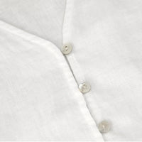 Women's Linen V-Neck Shirt – Premium White Retro Three-Quarter Sleeve Top