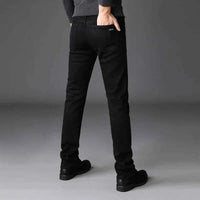 Men's Black Stretch Biker Jeans – Classic Fashion Denim Trousers