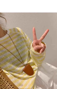 Women's Striped Loose Fit Summer T-Shirt – Trendy Korean Style Sun-Proof Summer Top