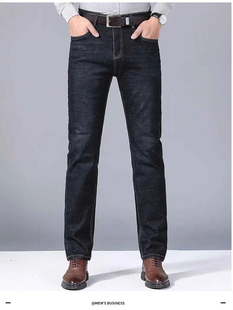 Men's Black Biker Denim Jeans – Classic Soft Stretch Casual Pants