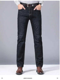 Men's Black Biker Denim Jeans – Classic Soft Stretch Casual Pants