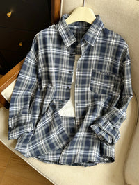 Women's Plaid Button Down Shirt Jacket– Long Sleeve Casual Check Top