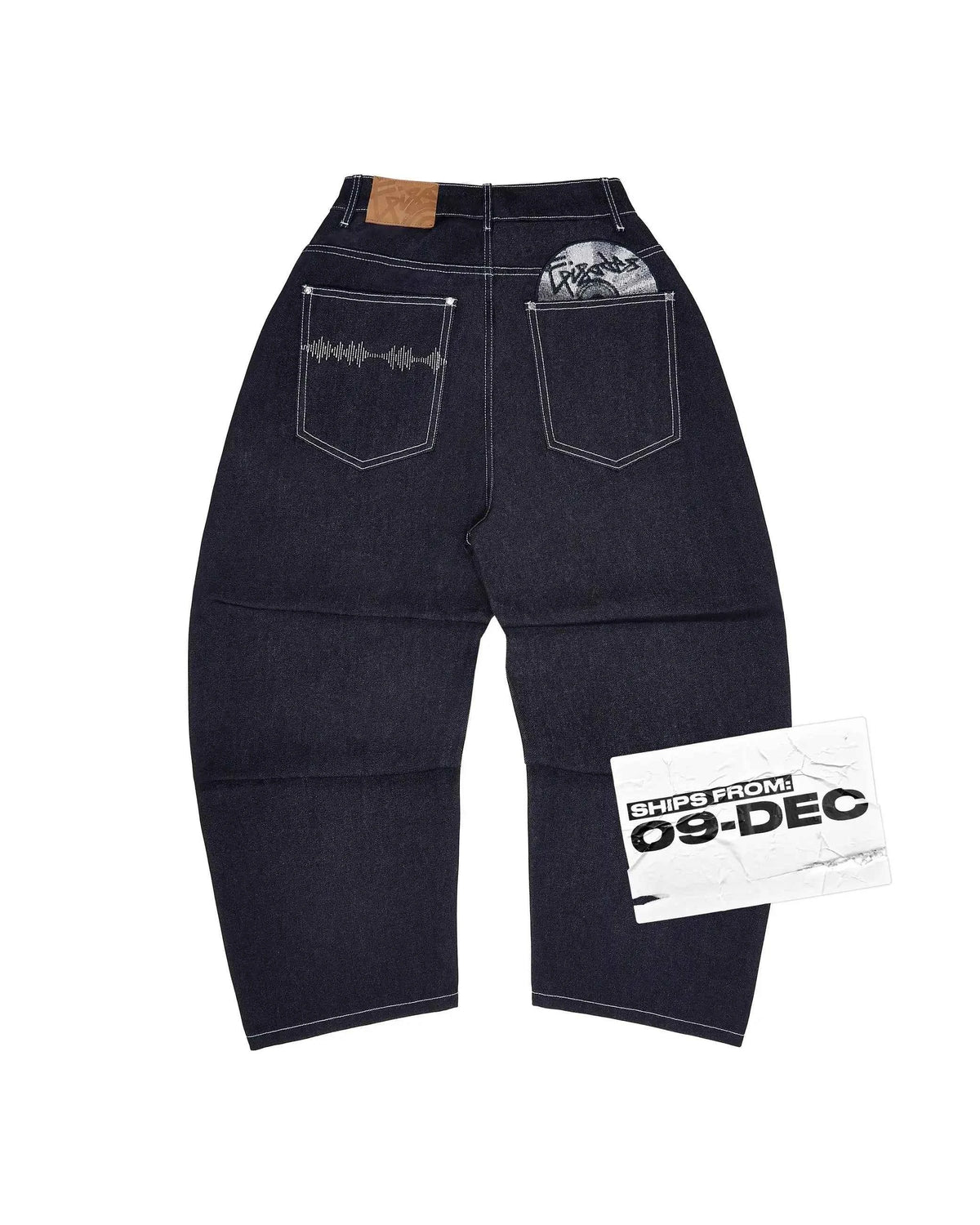 Vintage Black Wide Leg Embroidered Jeans – Hip Hop Harajuku Baggy Streetwear Pants