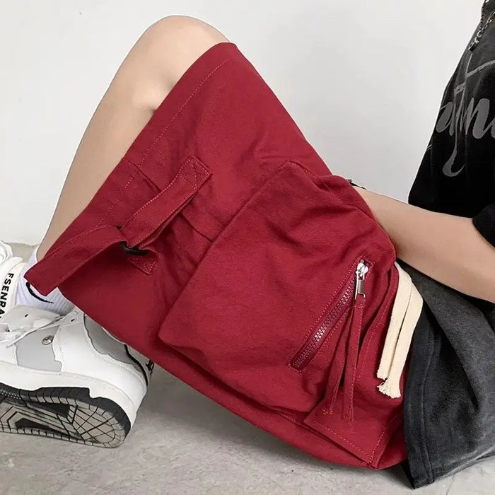 Men's Retro Workwear Shorts – Loose Wide-Leg High Street Casual Pants