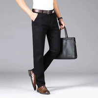 Men's Black Stretch Straight Jeans – Thin Breathable Business Casual Pants