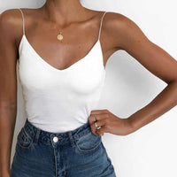 Women's Slim Camisole Tank Top – Solid Sleeveless Summer Strap Vest