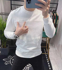 Men's 100% Cotton Long Sleeve Sweatshirt – Round Neck Aesthetic Pullover Tee