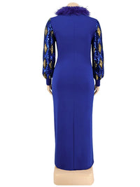 Women's Plus Size Vintage Maxi Dress – Elegant Long Sleeve Streetwear Dress