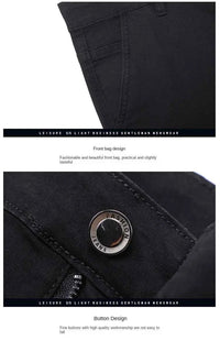 Men's Black Stretch Straight Jeans – Thin Breathable Business Casual Pants