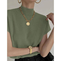 Women's Stand Collar Knitted Vest Top – Slim Fit Elegant Office Shirt