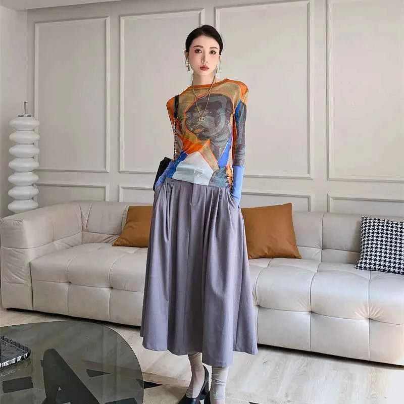 Women's vintage print T-shirt – Slim Fit All-Match Elegant Summer Tee