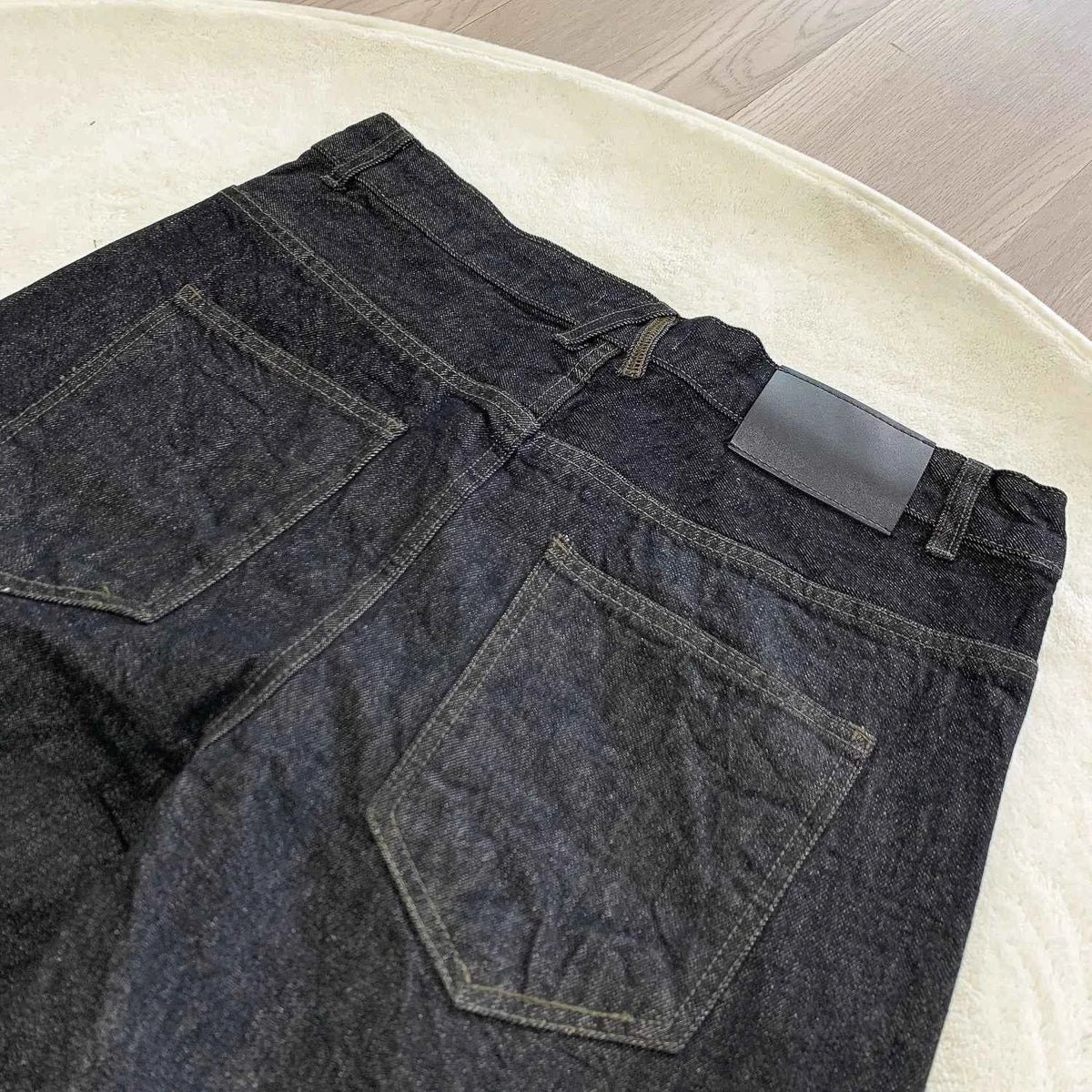 Men's Black Red Selvedge Jeans – Raw Denim Wide Leg Micro Flare Pants