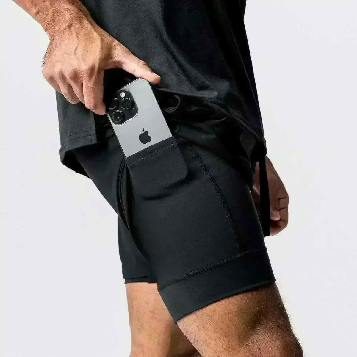 Men’s 2 in 1 running shorts quick dry gym workout training shorts