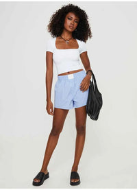 Women's Y2K U-Neck Crop Top – Slim Short Sleeve Casual Tee