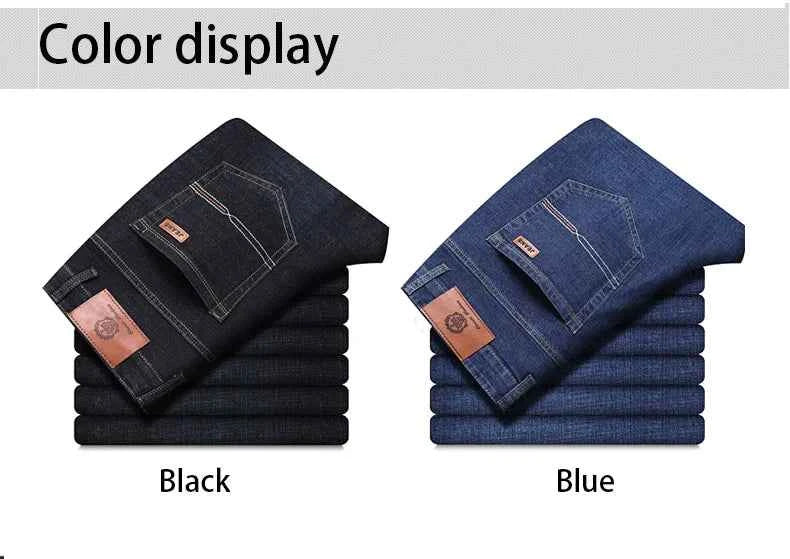 Men's Black Biker Denim Jeans – Classic Soft Stretch Casual Pants