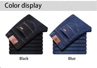 Men's Black Biker Denim Jeans – Classic Soft Stretch Casual Pants